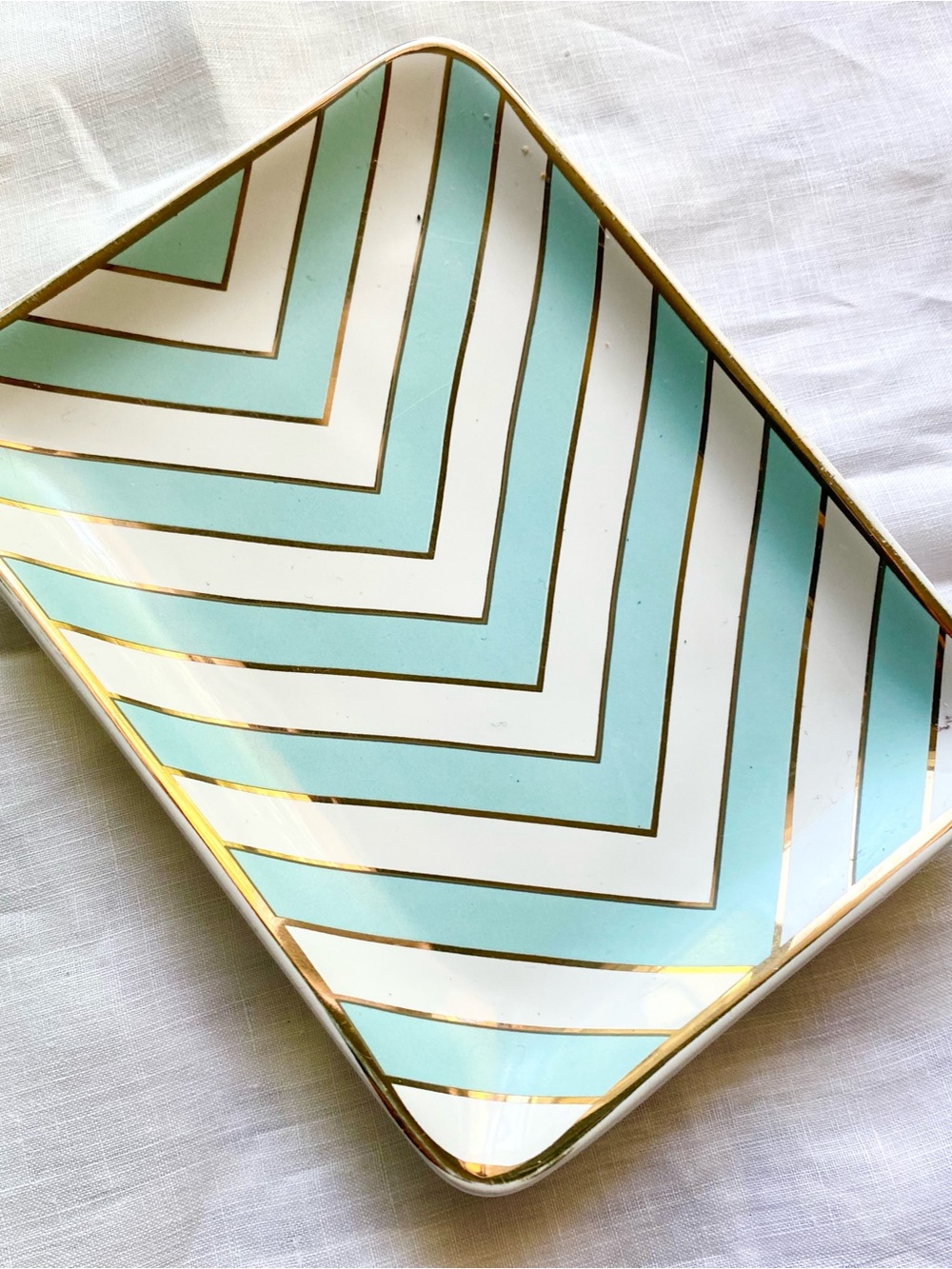 Sheffield Home White Decorative Jewelry Holder with Teal Accent Label
